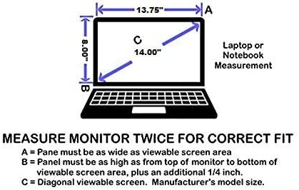 Blue Light Blocking Panel Dimensions and Screen Size for 14 inch Laptop Monitor