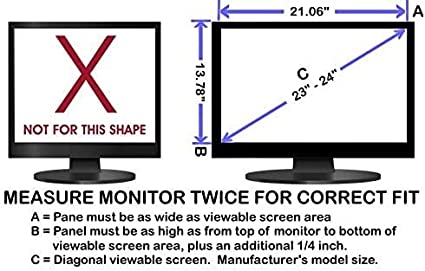 Blue Light Blocking Panel Dimensions and Screen Size for 23 and 24 inch Monitor