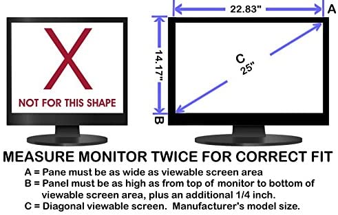 Blue Light Blocking Panel Dimensions and Screen Size for 25 inch Monitor