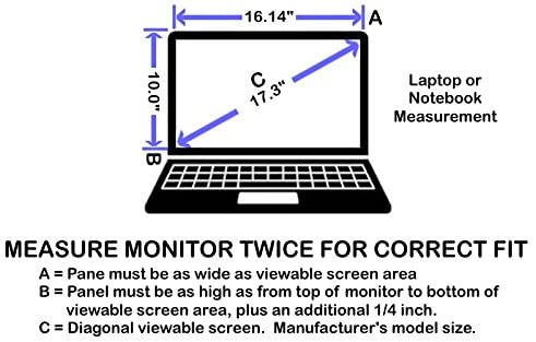 Blue Light Blocking Panel Dimensions and Screen Size for 17.3 inch Laptop Monitor