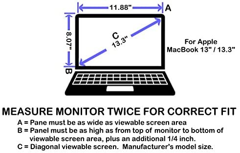 Blue Light Blocking Panel Dimensions and Screen Size for 13.3 inch Laptop Monitor