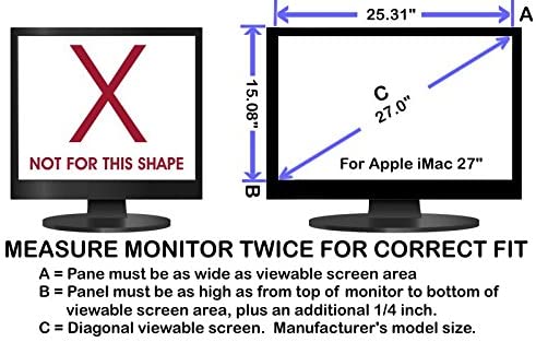 Blue Light Blocking Panel Dimensions and Screen Size for 27 inch Monitor