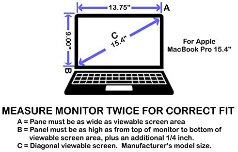 Blue Light Blocking Panel Dimensions and Screen Size for 15.4 inch Laptop Monitor