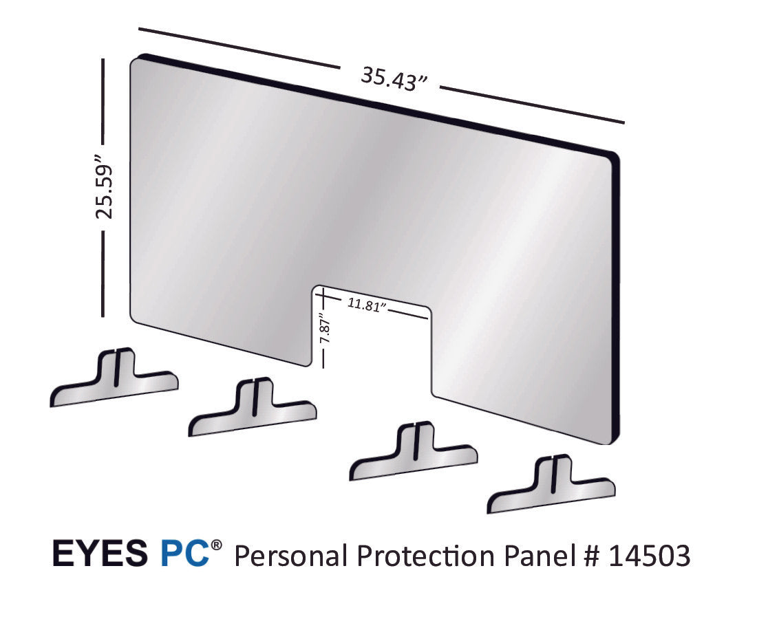Personal Protection Sneeze Guard, 36 inch with pass thru window measurements