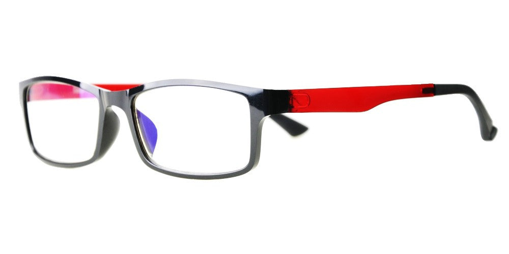 Blue Light Blocking Glasses, Reduce Eye Strain, Black / Clear Red Style 708, Adjustable Ear Piece, from EYES PC