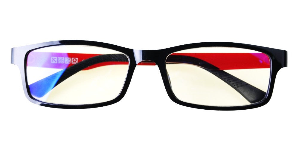 Blue Light Blocking Glasses, Help Prevent Macular Degeneration, Black/Clear Red Style 708, From EYES PC